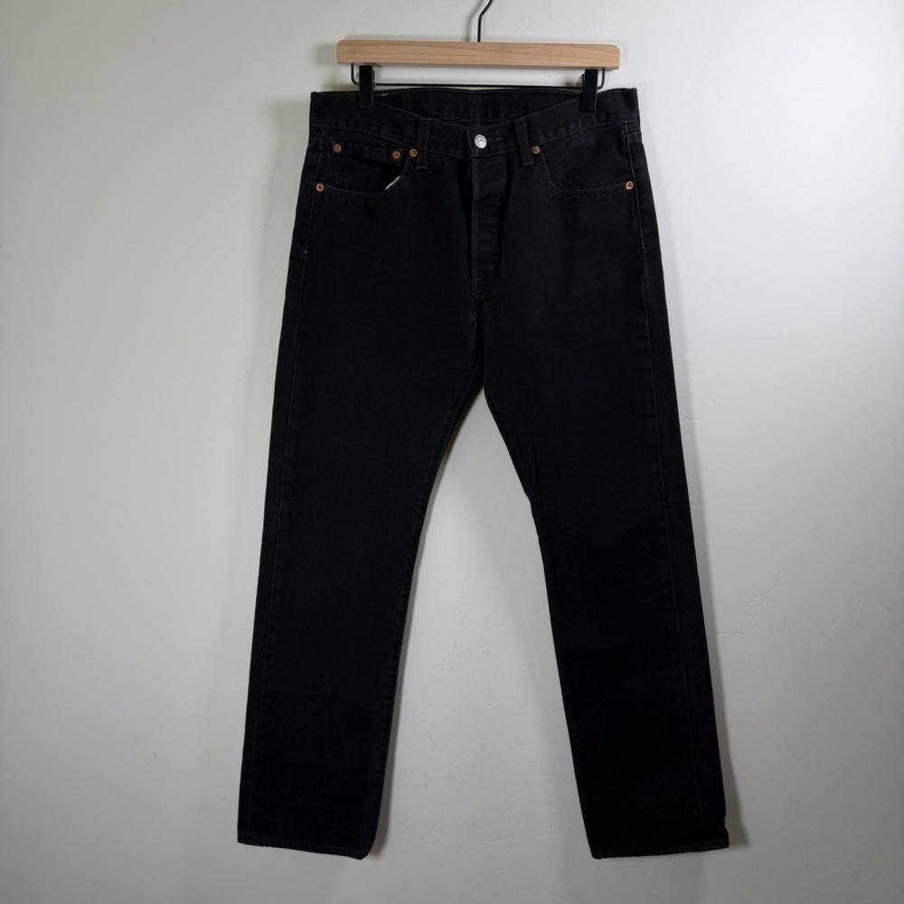 Levis 501 Button Fly Jeans Mens 32x32 Black Regular Straight Leg Skater